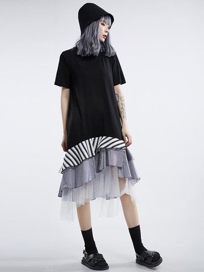Mesh Split-joint Falbala Dress