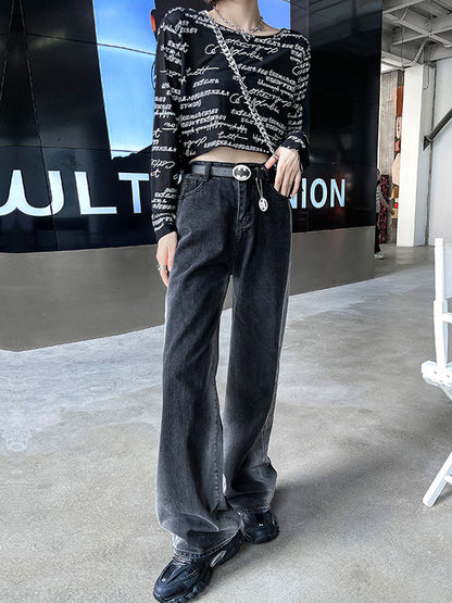 Vintage Gradient Wide Leg Column Jean Pants