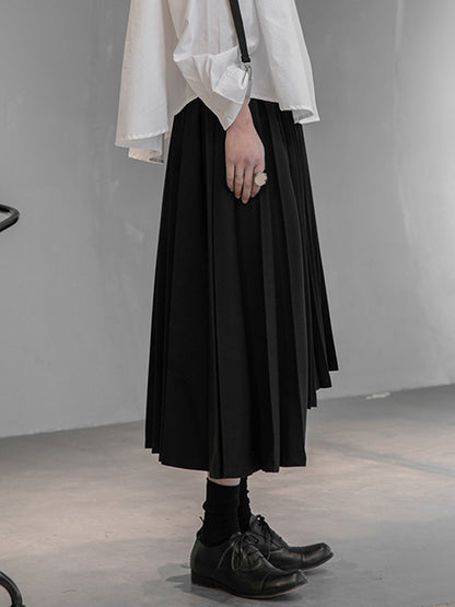 Stylish Solid Color Irregular Empire Waisted Pleated Skirts