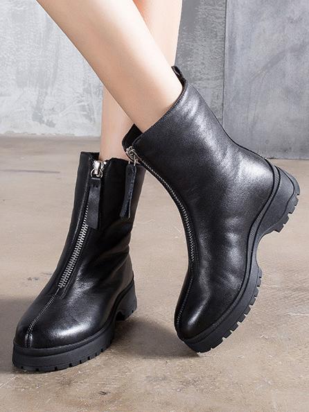 Warm Zipper Mid Calf Boots