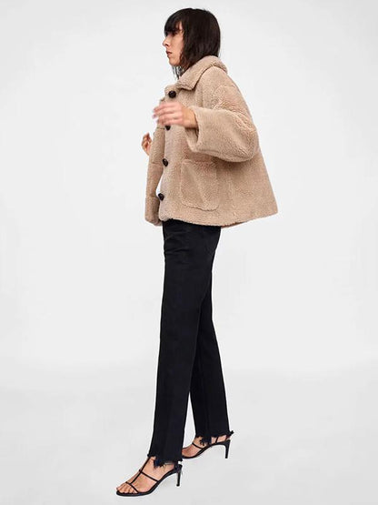 Lapel Solid Button Outwear