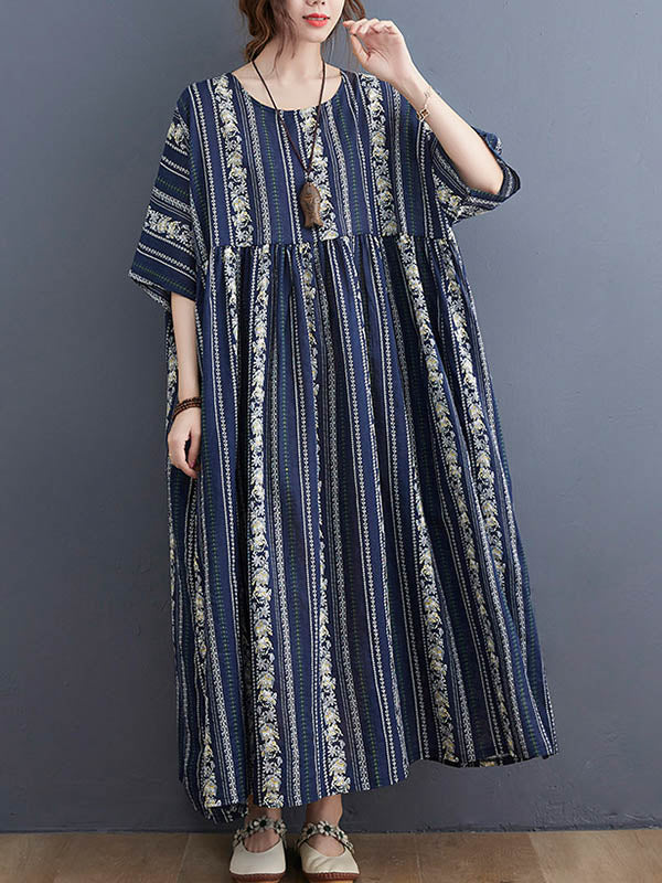 Original Floral Split-Joint Short Sleeve Maxi Dress