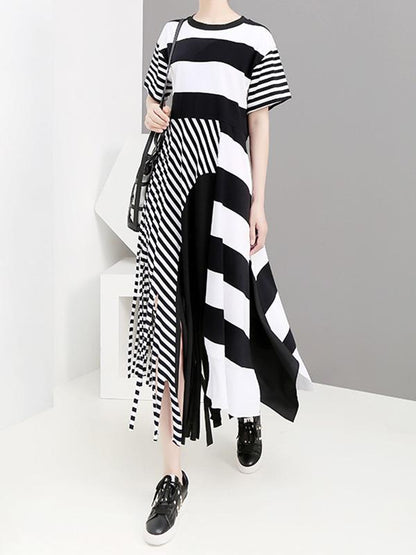 Original Asymmetric Striped Dress