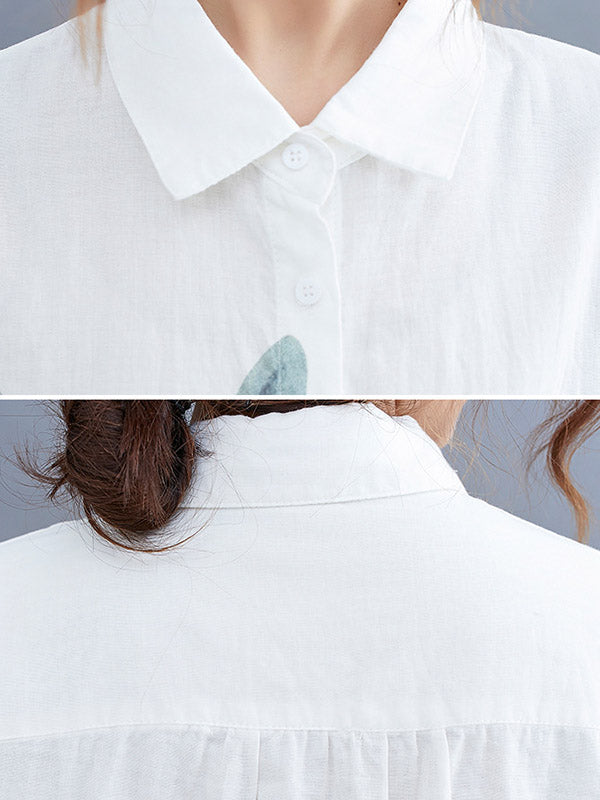 Original Cartoon Printed Lapel Blouse