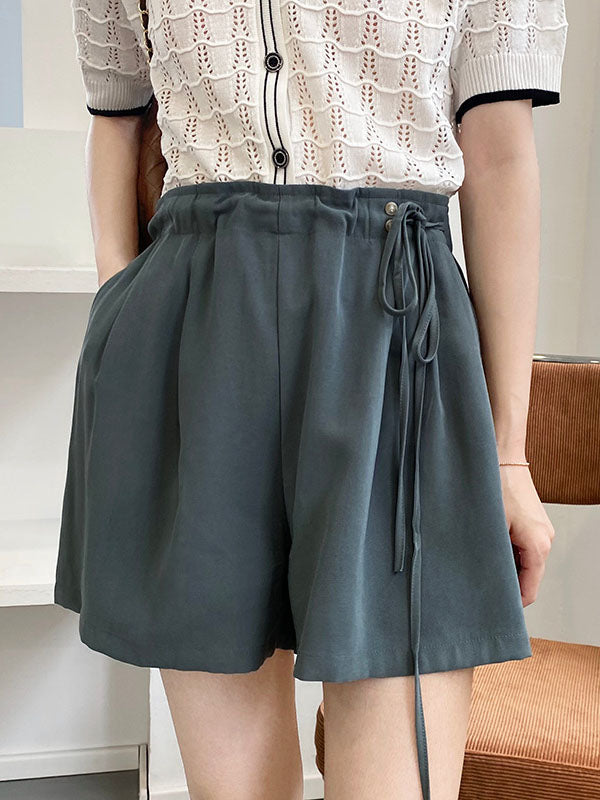 Cuprammonuium Bandage High-Waisted Wide-Leg Shorts