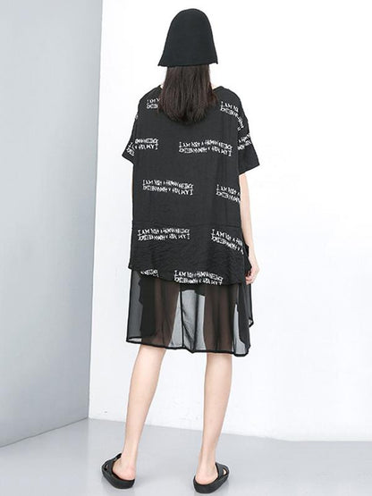Loose Irregular Printed Long T-shirt Dress