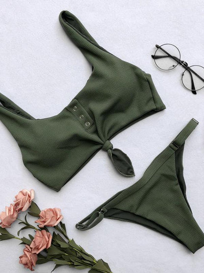 Ribbed Knot Bikinis Swimwear