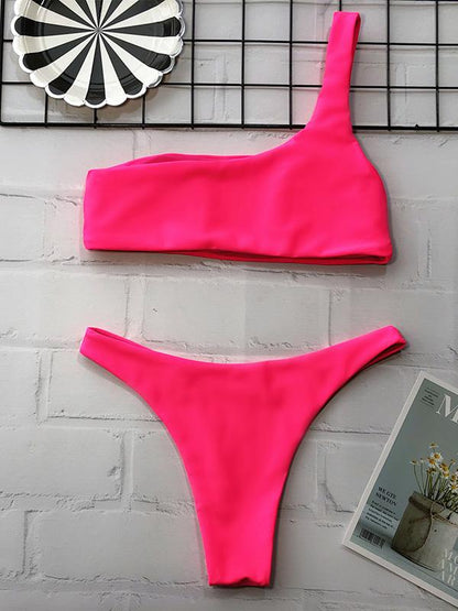 One Shoulder Bandeau Bikini Swimsuit