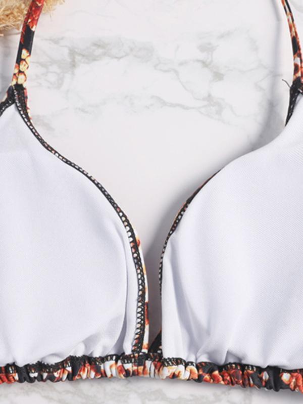 Snakeskini Lace Up Bikini Swimsuit