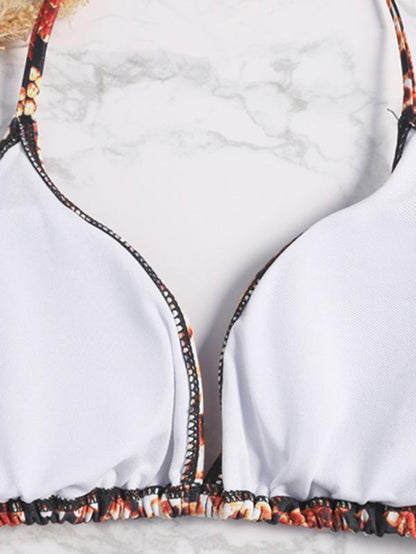 Snakeskini Lace Up Bikini Swimsuit