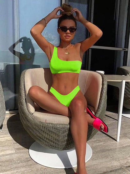 One Shoulder Bandeau Bikini Swimsuit