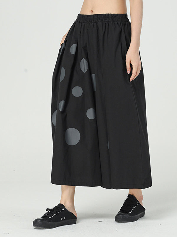 Stylish Asymmetric Polka-Dot Wide Leg Loose Pants