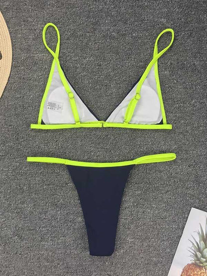 Contrast Triangle Bikini Swimsuit