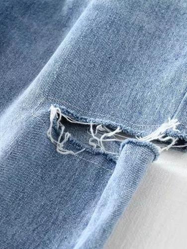 Empire Wide Leg Ripped Jeans