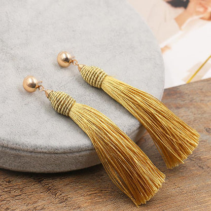 Fashion long tassel hand-woven earrings