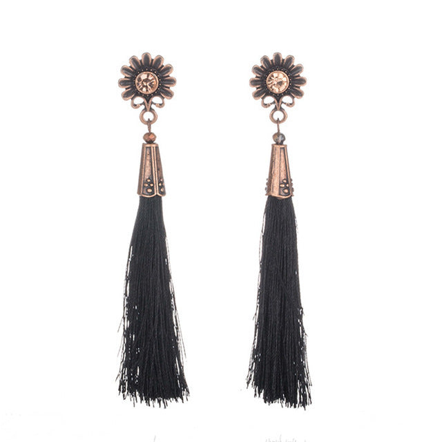 Fringed earrings with sunflower and diamond