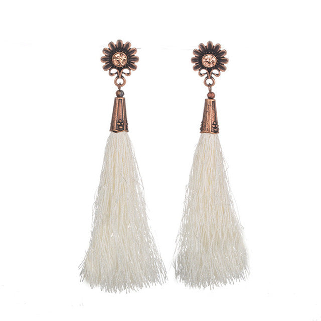 Fringed earrings with sunflower and diamond