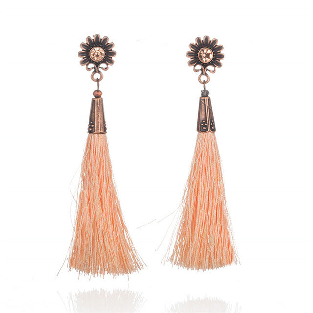 Fringed earrings with sunflower and diamond