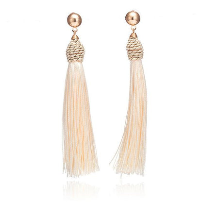 Fashion long tassel hand-woven earrings