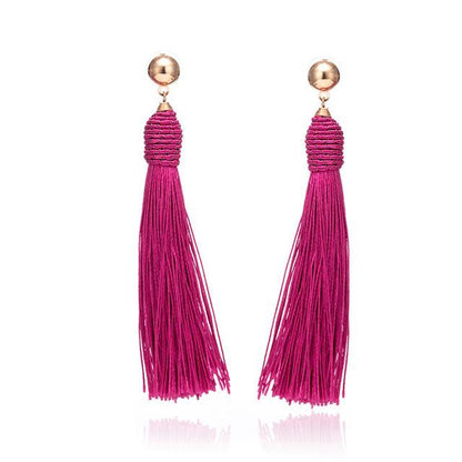 Fashion long tassel hand-woven earrings
