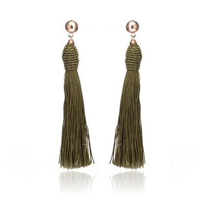 Fashion long tassel hand-woven earrings