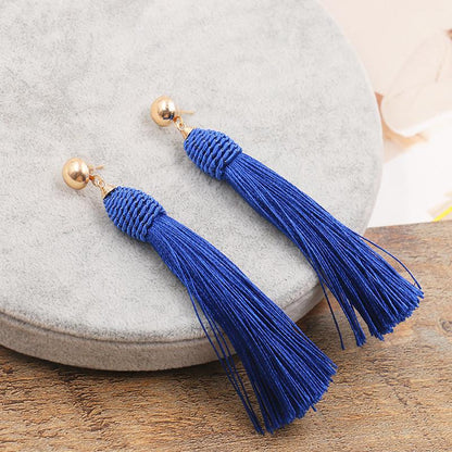 Fashion long tassel hand-woven earrings