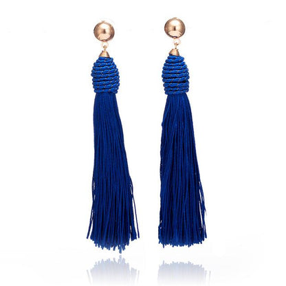Fashion long tassel hand-woven earrings