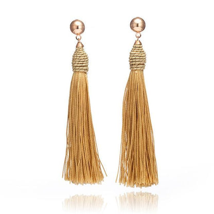 Fashion long tassel hand-woven earrings