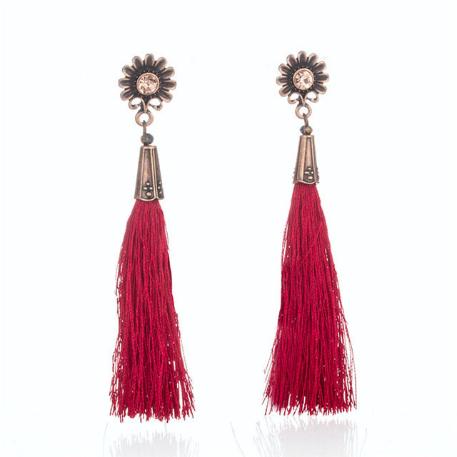 Fringed earrings with sunflower and diamond