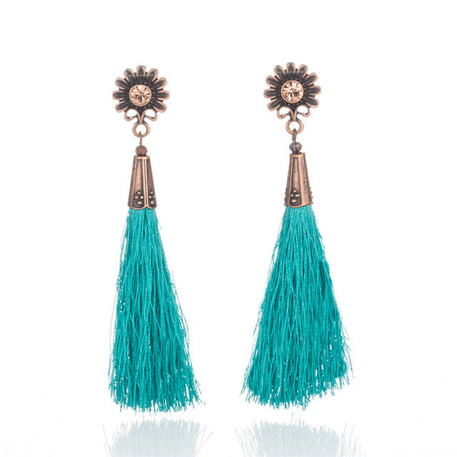 Fringed earrings with sunflower and diamond