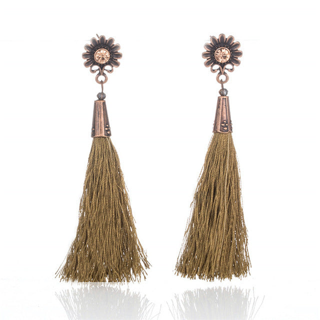Fringed earrings with sunflower and diamond