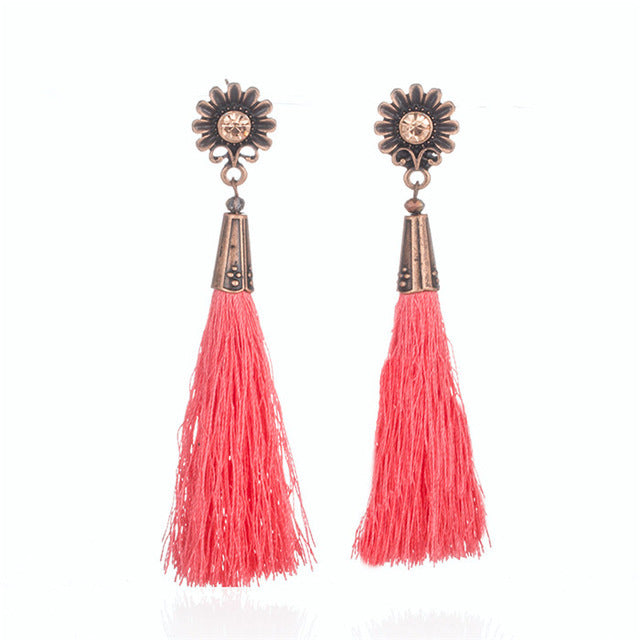 Fringed earrings with sunflower and diamond