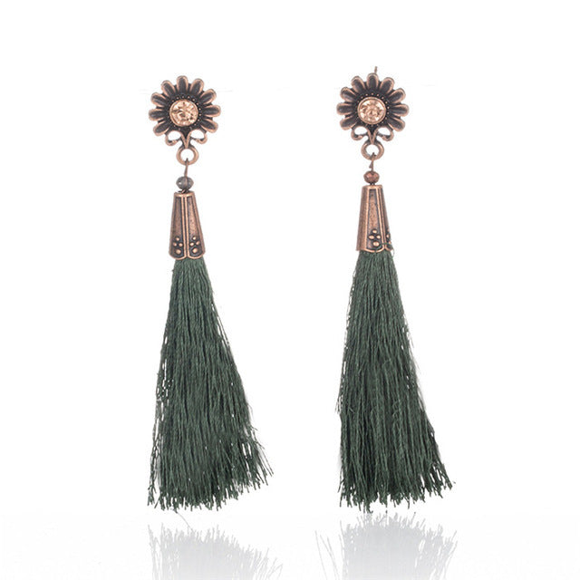 Fringed earrings with sunflower and diamond