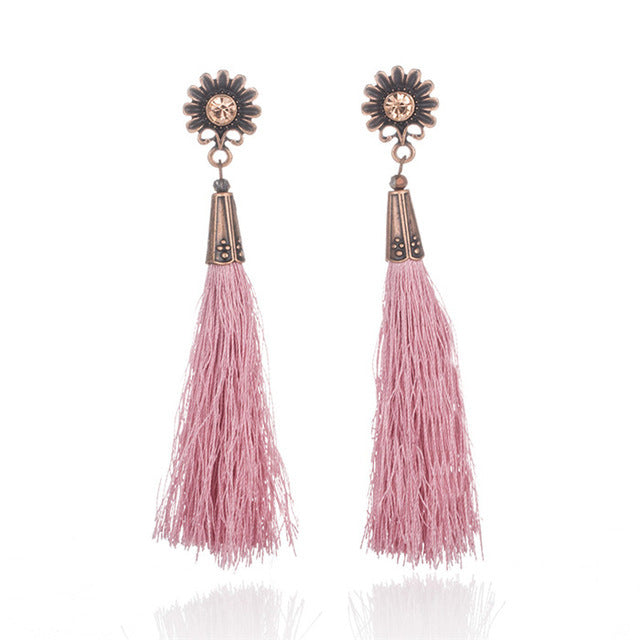 Fringed earrings with sunflower and diamond