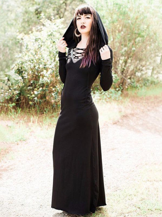 Hooded Long Sleeve Maxi Dress