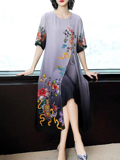 Silk Printed Double Layer Dress