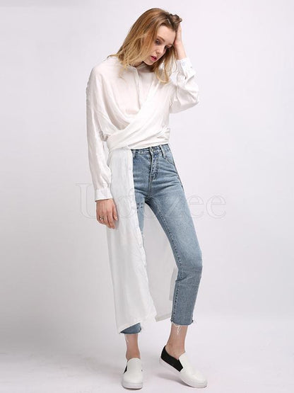 Fashion Long Sleeves Solid 2 Colors Blouses&shirts Tops