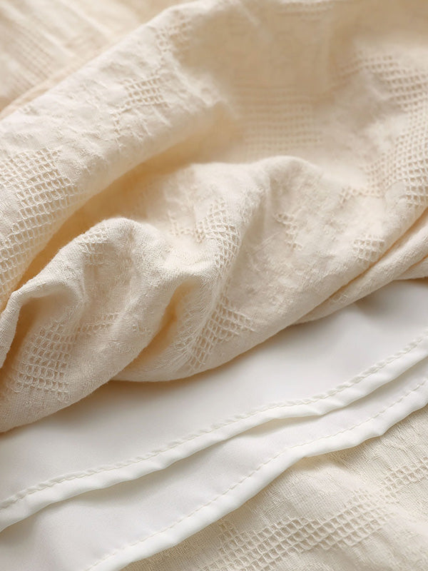 Urban Solid Color V-Neck Drawstring Short Sleeves Midi Dress