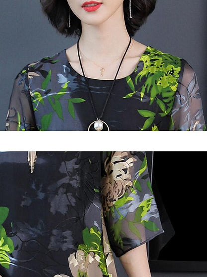 Casual Retro Flower Printed Long Dress
