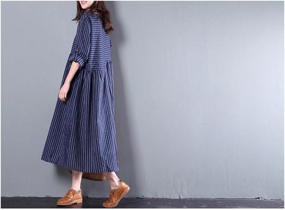 Casual Loose Cotton Long Sleeve Dress