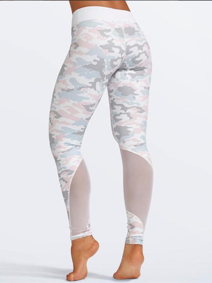 Camo Tank And Mesh Panel Legging Suits