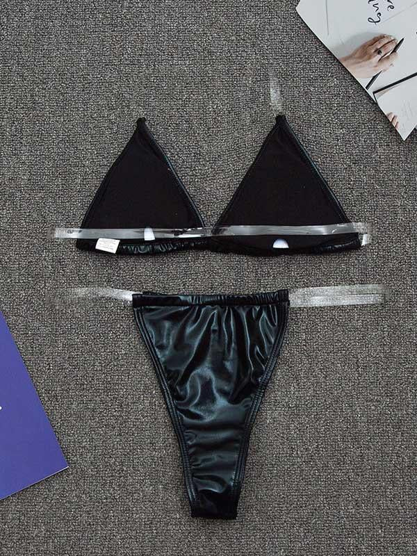 Solid Color Light Skin Triangles Split Bikini Swimsuit