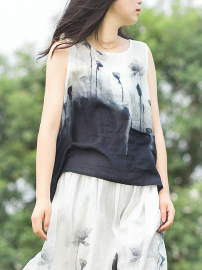 Printed Ink Wash Painting Vest