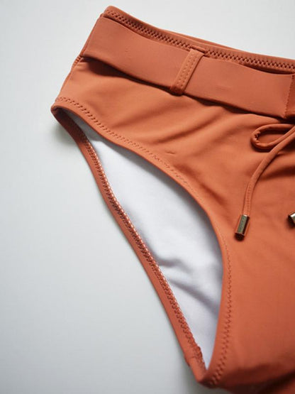 Backless Plain Bikini Swimsuit