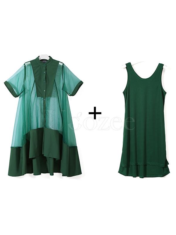 Loose A-line 2-Pieces Long Drress
