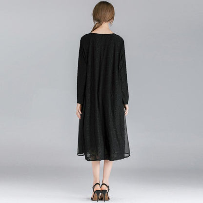 Buykud Soft And Comfortable Casual Leaf Loose Dress