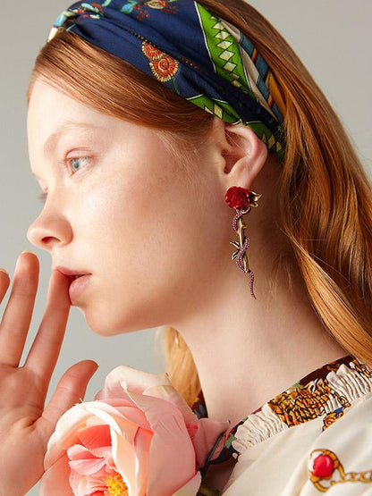 Original Vintage Rose Eardrop