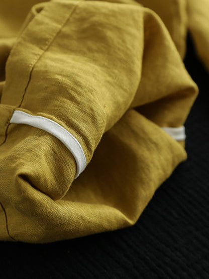 Simple Linen Solid Color Split-Joint Harem Pants