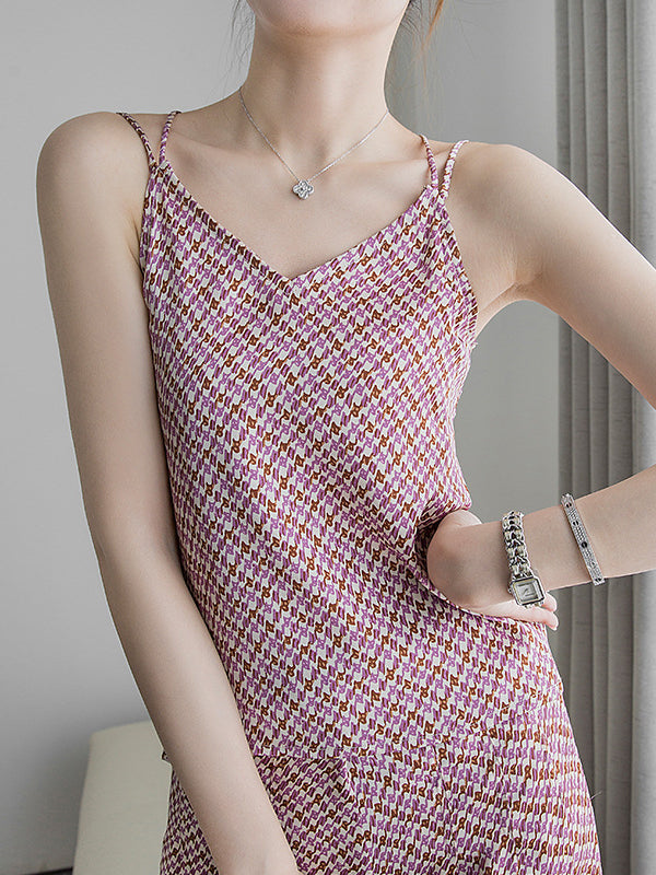 Original Contrast Color Printed Spaghetti-Neck Vest Top