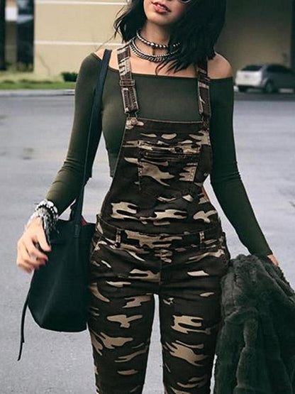 Camouflage Printed Casual Jumpsuit